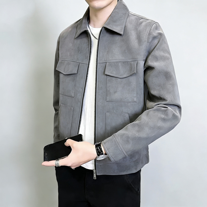 In-Stock Men's New Spring and Autumn Style High-Quality Casual Versatile Soft Leather Men's Zip-Up Jacket