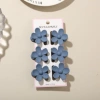 #9 Frosted Navy [6-piece set with card] 3.5cm five-petal flower style