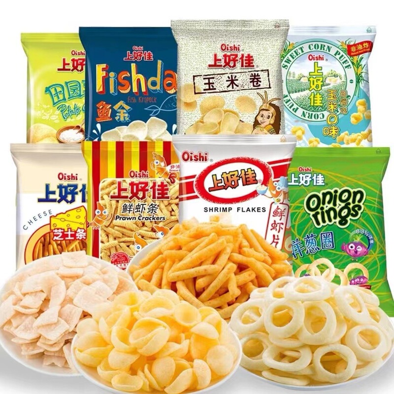 Oishi Fresh Shrimp Chips 80g*8 Packs Cheese Sticks Delicious Office Snacks Puff Snacks Oishi Fresh Shrimp Chips 80g*8 Packs Cheese Sticks Delicious Office Snacks Puff Snacks