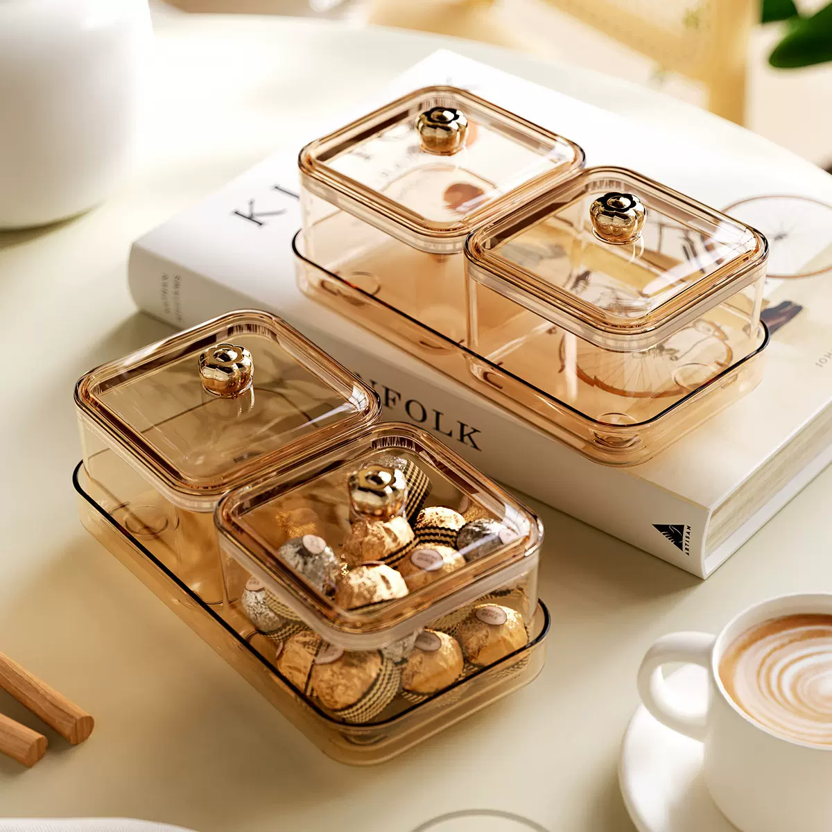 轻奢干果盘年货密封防潮分格大容量客厅茶几零食点心糖果收纳盒子