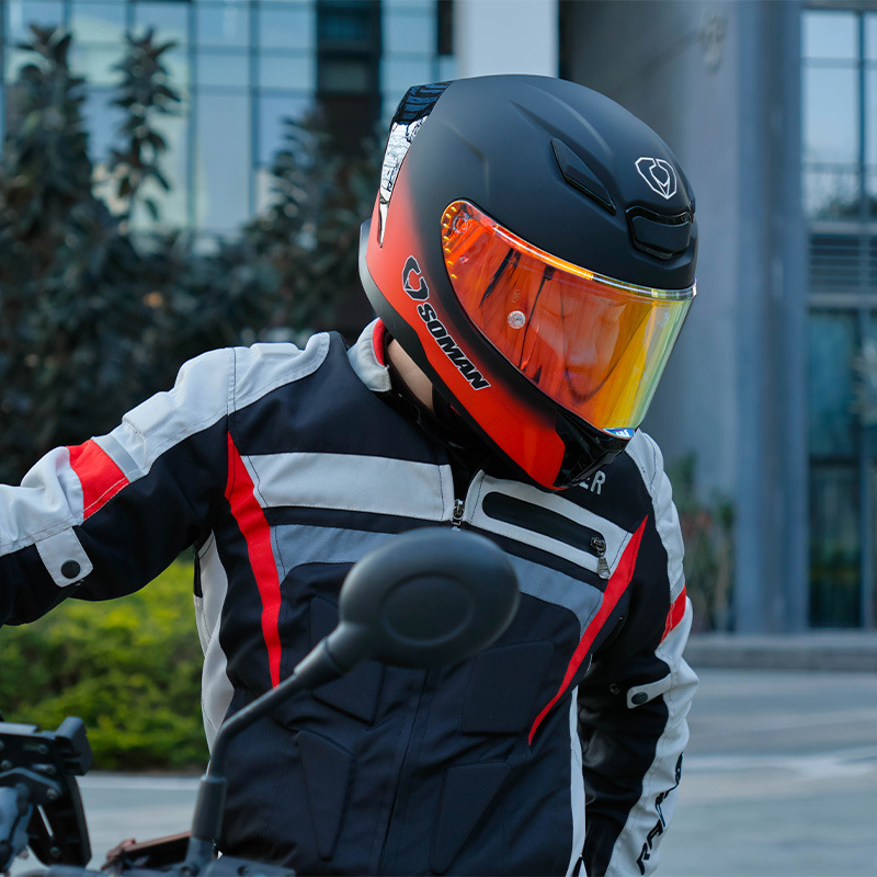 新型SOMANオートバイレースヘルメット男女四季機関車騎乗電気自動車カップルヘルメットSM973