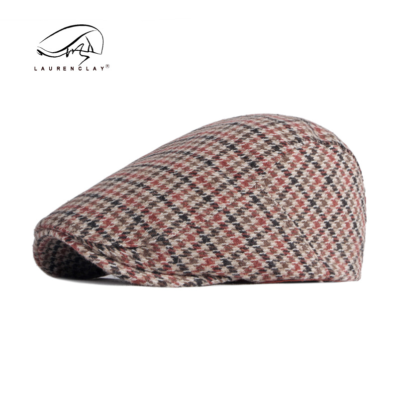 Otoño e invierno nuevo sombrero de lana de los hombres boina retro británico de las mujeres de estilo coreano de pata de gallo de punto de pico sombrero delantero