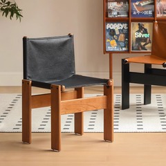 僧侶の椅子の実木の食事の椅子の復古の背もたれの椅子のmonk chairの机の皮質のレジャーの椅子