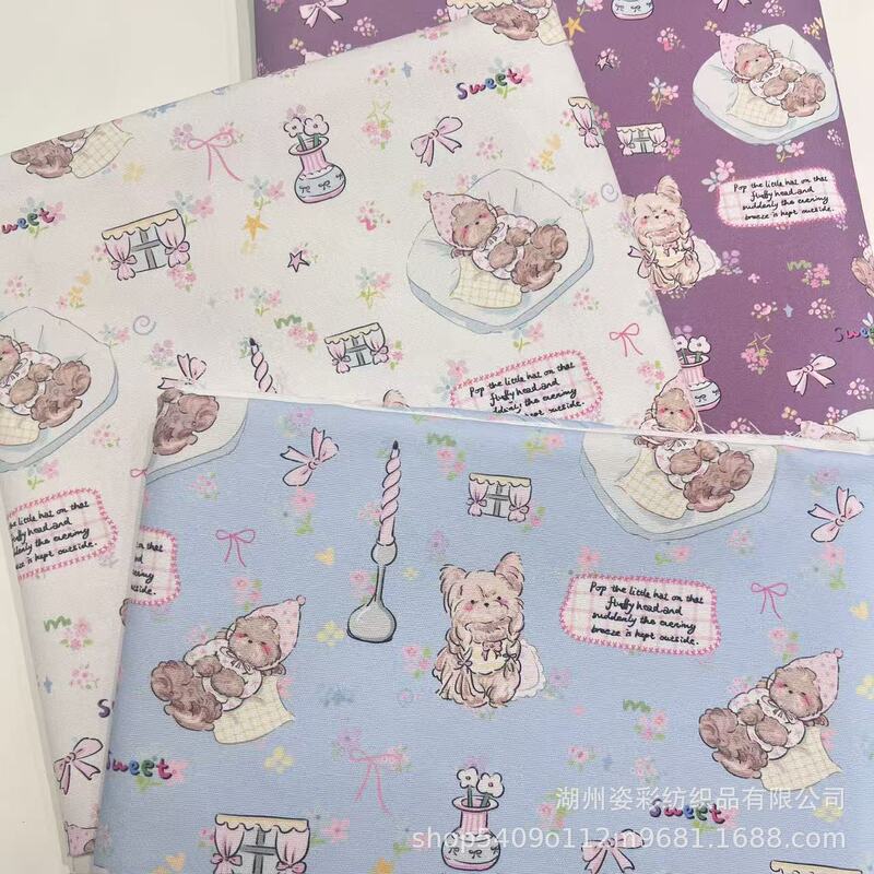 Digital Printed Canvas Bag with Light-Colored Cute Candles and Puppies, Handmade Canvas Bag for Cats and Dogs Digital Printed Canvas Bag with Light-Colored Cute Candles and Puppies, Handmade Canvas Bag for Cats and Dogs
