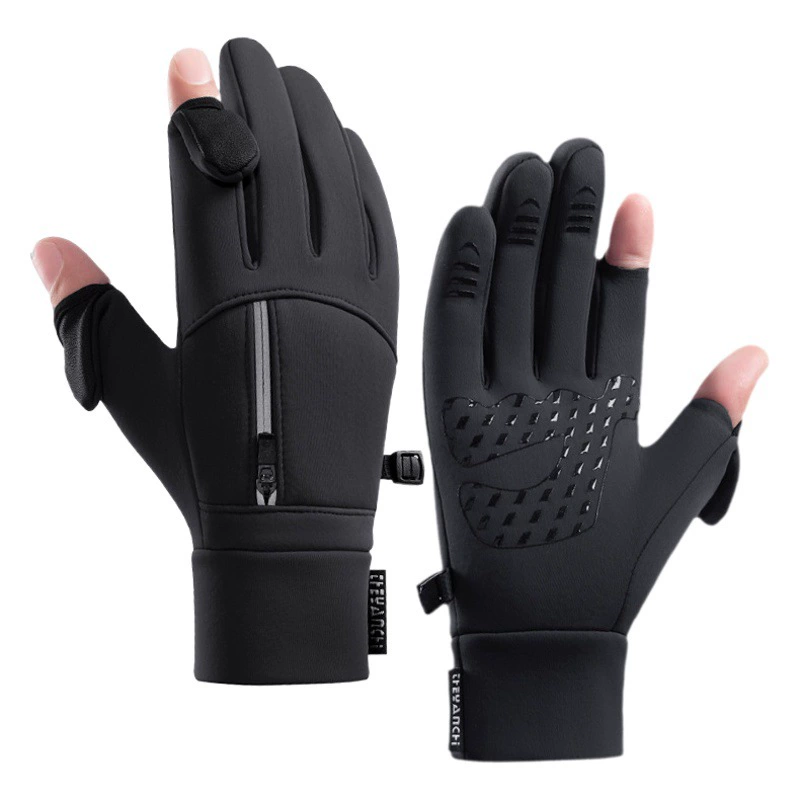 Велосипедные перчатки мужские Q803 с флисовой подкладкой, Нескользящие, износостойкие, водонепроницаемые, с сенсорным экраном, зимние теплые перчатки для рыбалки на лыжах на открытом воздухе
