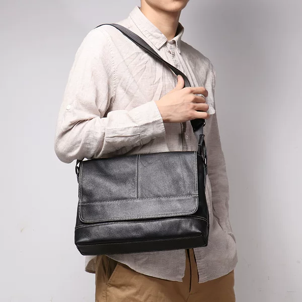 New Style Genuine Leather Men's Bag, Women's Soft Leather Shoulder Bag, Large Capacity iPad Bag, Men's Cowhide Leather Messenger Bag