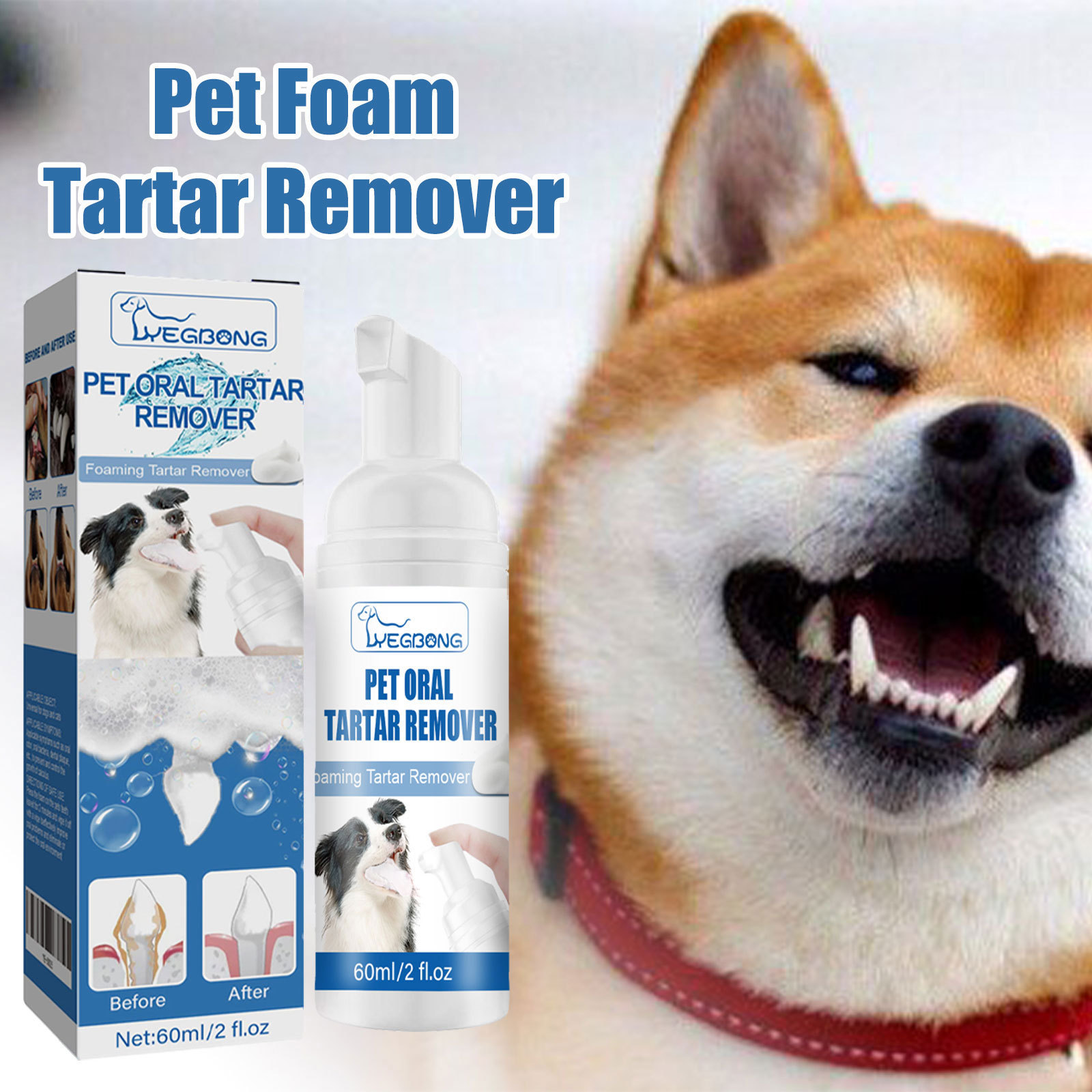 Yegbong Pet Foam Oral Cleansing Foam Gentle Teeth Cleaning Foam Stain Removal and Whitening Foam Cleaner