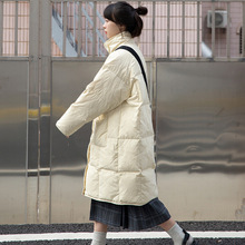 2022冬新款中長款羽絨棉服女大口袋防風扣時尚小個子立領棉衣外套