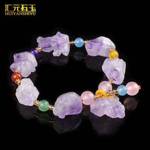 Natural Amethyst Bead Bracelet Single Loop Women's Jewelry Pendant Lavender Color Original Stone Crush Pendant Wholesale