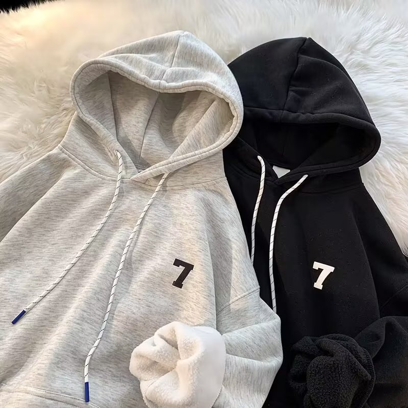 Factory Direct sale sweater men's winter fleece-lined hooded coat autumn and winter American high street fashion brand warm clothes cross-border