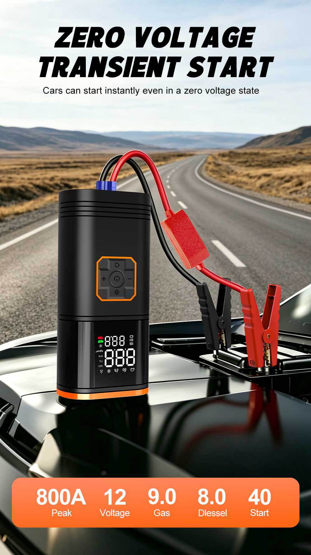 Cross-border electric air pump, car-mounted air pump, rechargeable digital display wireless tire inflator, car emergency starting power supply