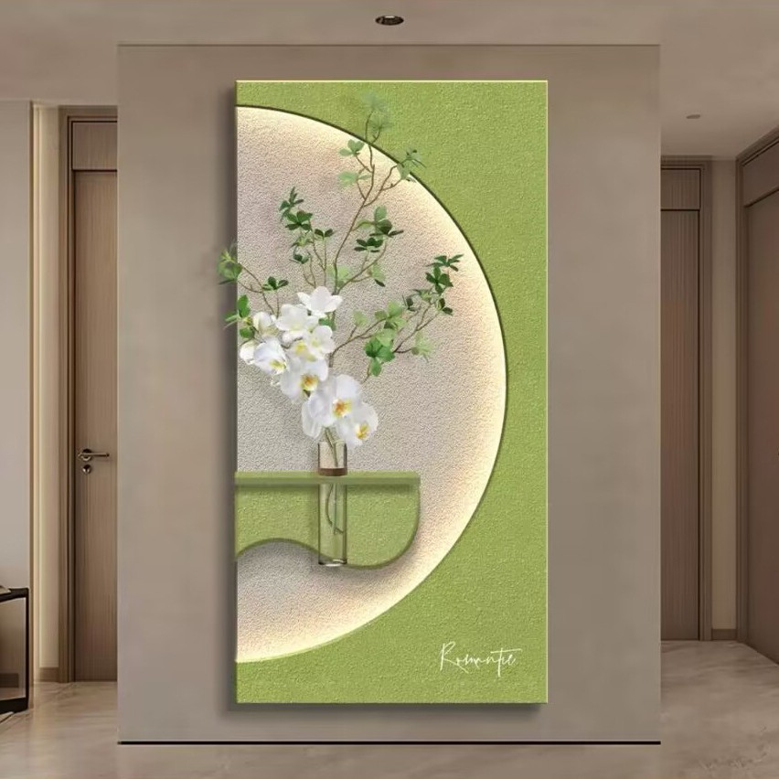 Fresh and Simple Cream Style Green Plants High-End Entrance Entrance End Living Room Corridor Sandstone Decorative Painting