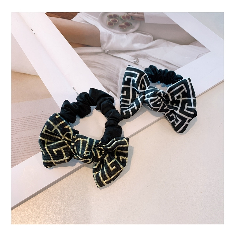 Korea Retro Printed Cute Little Bowknot Hair Scrunchies display picture 1