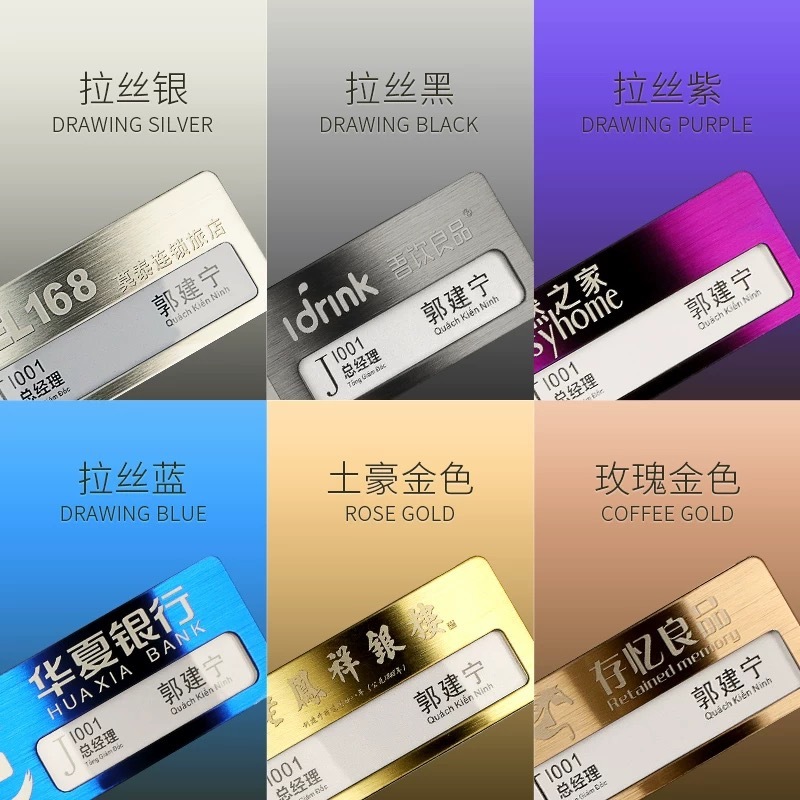 カスタマイズされたステンレス鋼のバッジ、ピンタイプの金属バッジ、名前を変更できる従業員銘板|undefined
