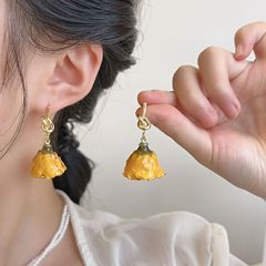 優しい森系超仙デザイン感イヤリング永生花バラ真花イヤリング温婉気質少女耳飾り