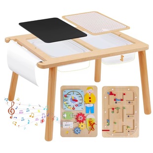Solid Wood Ready-Made Wooden Children's Sensory Table Home Indoor Children's Sand and Water Table Baby Sensory Game Table