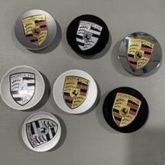 ポルシェオリジナルホイールハブカバーセンターカバー各シリーズ76MM65MMエレガントブラックブライトシルバーマットシルバーグレーカラーラベルに適しています。