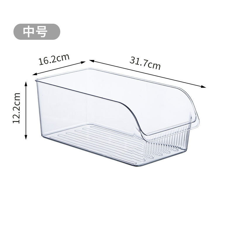Caja de almacenamiento abierta tipo cajón de refrigerador, caja de acabado de huevos y bebidas de cocina, caja de almacenamiento de frutas y verduras rectangulares transparentes
