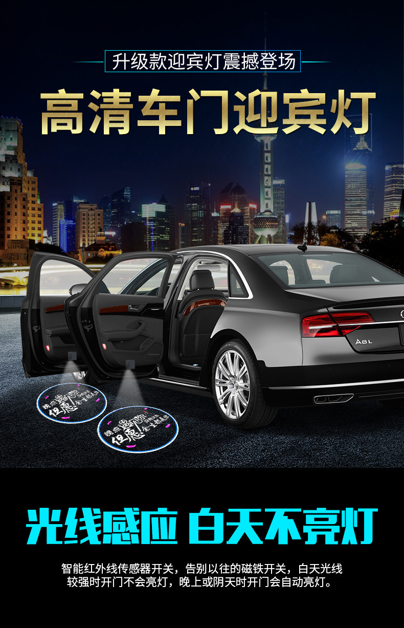 Car Welcome Light Infrared Door Welcome Light Led Door Decorative Light Universal Modified Door Opening Light Laser