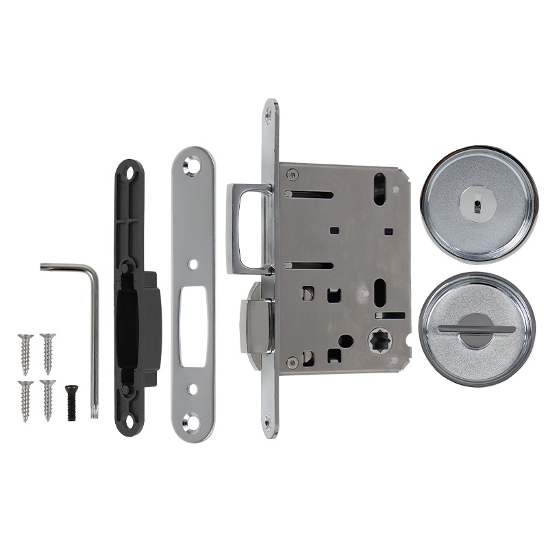 Comercio exterior personalizado redondo BK bolsillo cerradura de puerta deslizante privacidad baño cocina cerradura de puerta deslizante puerta fantasma cerradura de gancho invisible