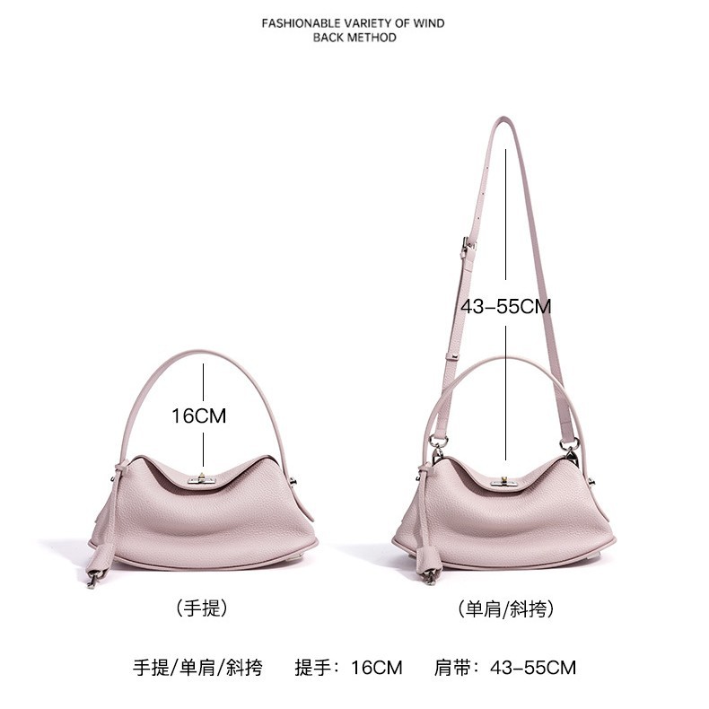 2026 Spring Collection Top Grain Cowhide Fashion Single Shoulder Women's Bag Simple Niche Handbag Genuine Leather Luxury Crossbody Bag - Thumbnail 3