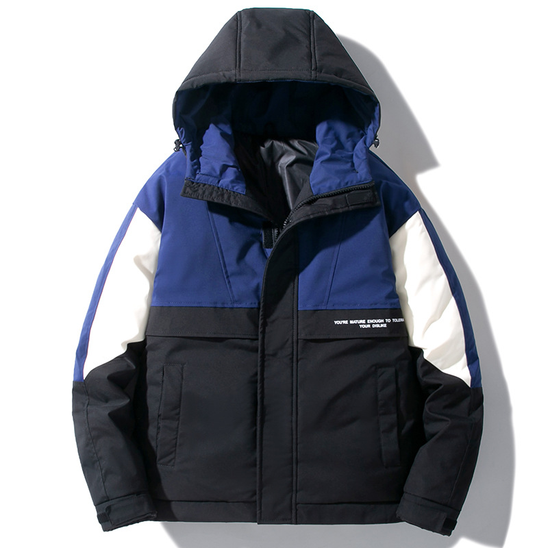 2025 Hooded Jacket Autumn and Winter New Thickened down Jacket Men's Color Matching Loose Trendy Korean Style Jacket