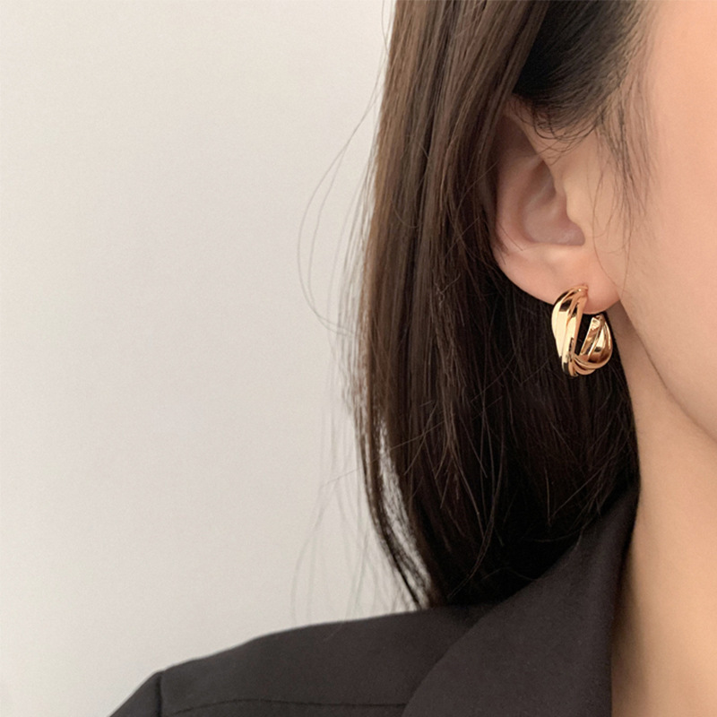Vintage Light Luxury Gold Hong Kong Style Earrings for Women, 2026 New Trendy Hoop Earrings, Niche Design Metal Ear Accessories Vintage Light Luxury Gold Hong Kong Style Earrings for Women, 2026 New Trendy Hoop Earrings, Niche Design Metal Ear Accessories