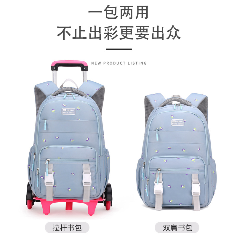 Venta caliente transfronteriza Carro de pescado natural mochila de las mujeres de seis ruedas de gran rueda de escalera de una sola pieza de entrega imprimible LOGO