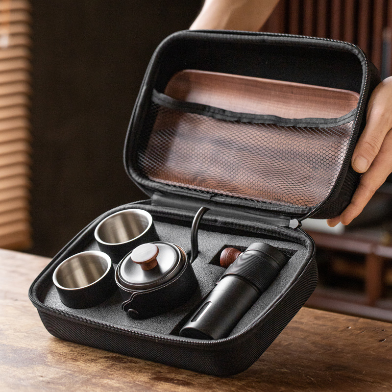 Nuevos productos imperial MENG main hand-washing café set camping hand-washing cafetera de café molino de café set fábrica al por mayor