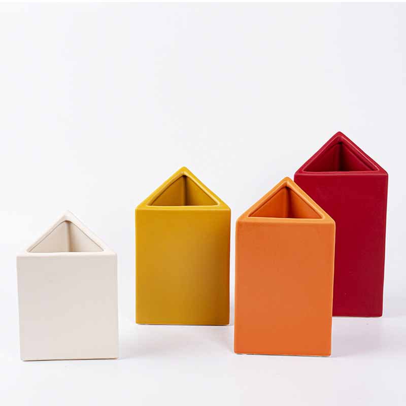 Arte nórdico florero geométrico Morandi cerámica creativa simple modelo pasillo escritorio decoración del hogar adornos