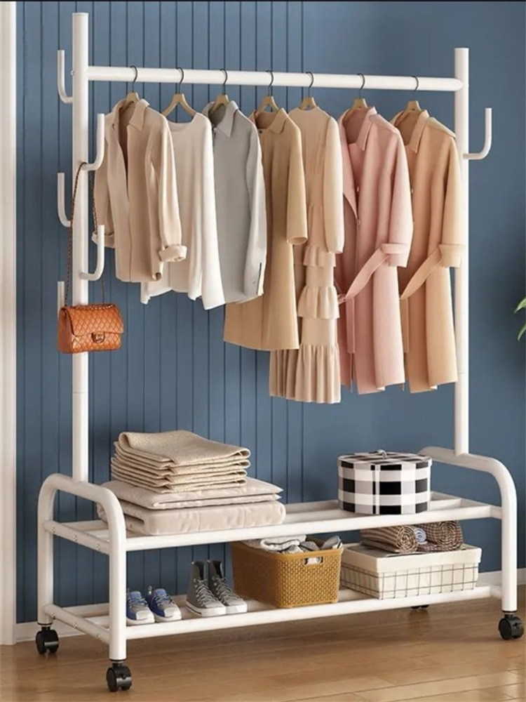 Bold Drying Rack Floor Indoor Drying Rack Balcony Bedroom Hanger Household Simple Single-pole Coat Rack
