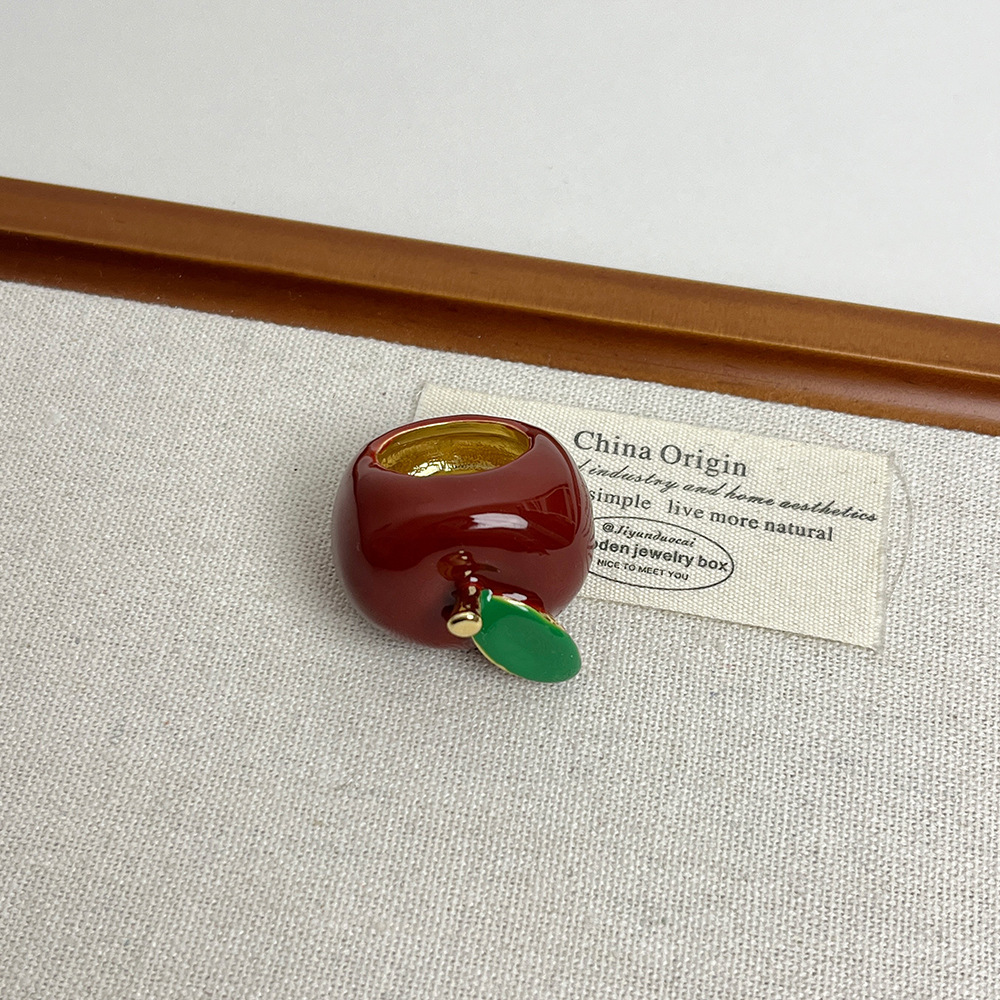 Apple, Strawberry Pattern Cute Modern Style Apple Strawberry Alloy Resin Enamel Plating Women's Rings