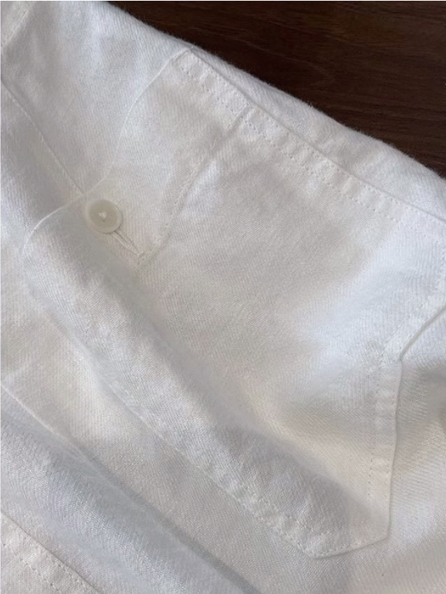Quần culottes nữ ống rộng cạp cao vải lanh cotton mỏng mùa hè — Màu trắng