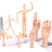 跨境木制品关节人10寸木手荷木家居摆件木头偶人素描模型工艺品