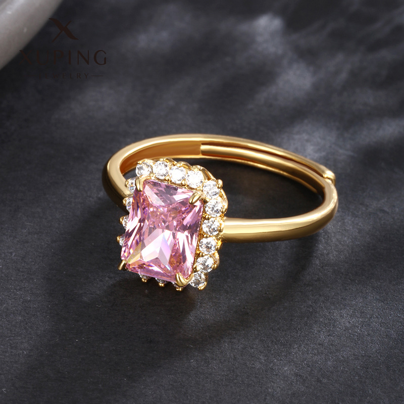 Xuping joyería serie cuadrada temperamento retro lujo ligero anillo de nicho de moda femenina anillo abierto