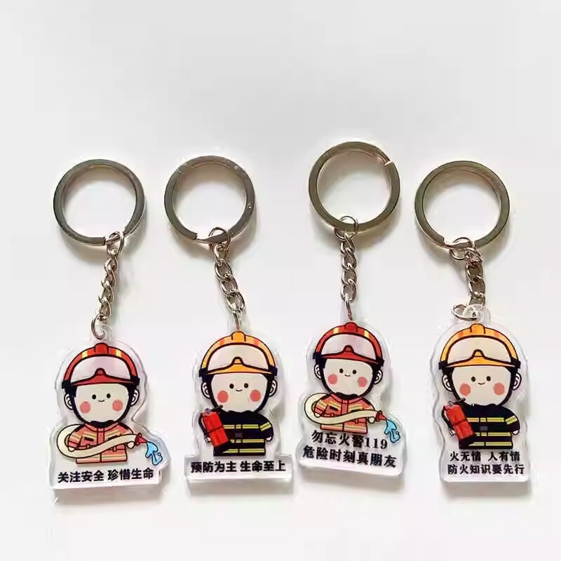 Firefighter Acrylic Keychain Fire Prevention Safety Pendant Fire Hazard Promotion Event Commemorative Gift Golden Bird Firefighter Acrylic Keychain Fire Prevention Safety Pendant Fire Hazard Promotion Event Commemorative Gift Golden Bird