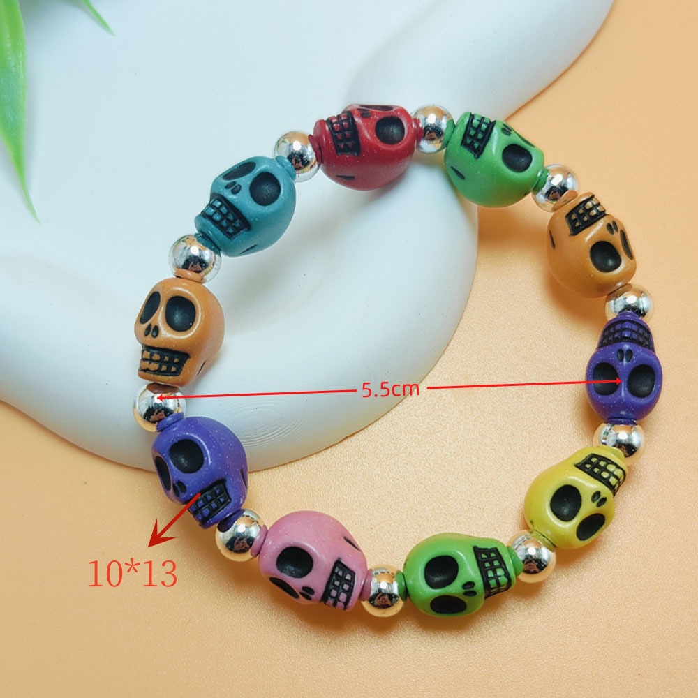 Skull Pattern Funny Skull Resin Beaded Bracelets Halloween Wholesale