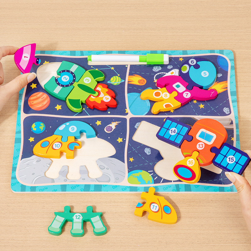 Madera de dos caras tablero de dibujo puzzle tridimensional infantil puzzle