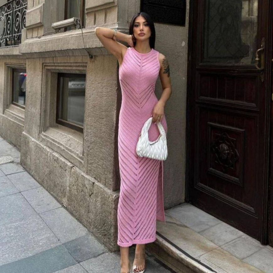 Damen Strickkleid Mit Rundhalsausschnitt Für Den Herbst_voghion.com