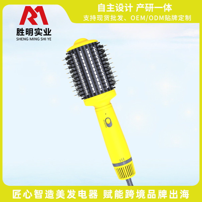 跨境新品多功能热风梳直卷干湿两用吹风机直发梳卷发器源头工厂