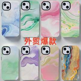 欧美油画风iphone14双层菲林壳苹果17手机壳16promax硬壳保护套11