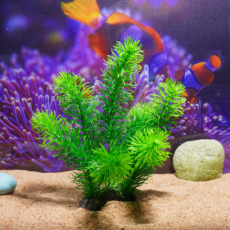 Paisaje de acuarios Fábrica de algas de hoja de cedro Venta directa al por mayor Pecera Caja de arena Decoración Simulación de plástico Plantas de plantas acuáticas Flor falsa