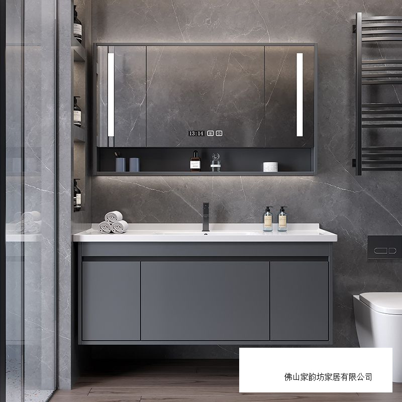 卫生间洗手台一体式简约实木浴室柜洗脸盆柜组合洗漱台卫浴洗脸盆