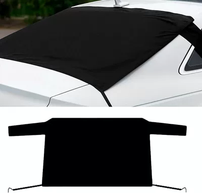 Cross-border snow cover 600D Oxford Car snow shield - snow-blocking-rear-curtain-black-coated-oxford-fabric-2-hooks-3-magnets-14212090-cm