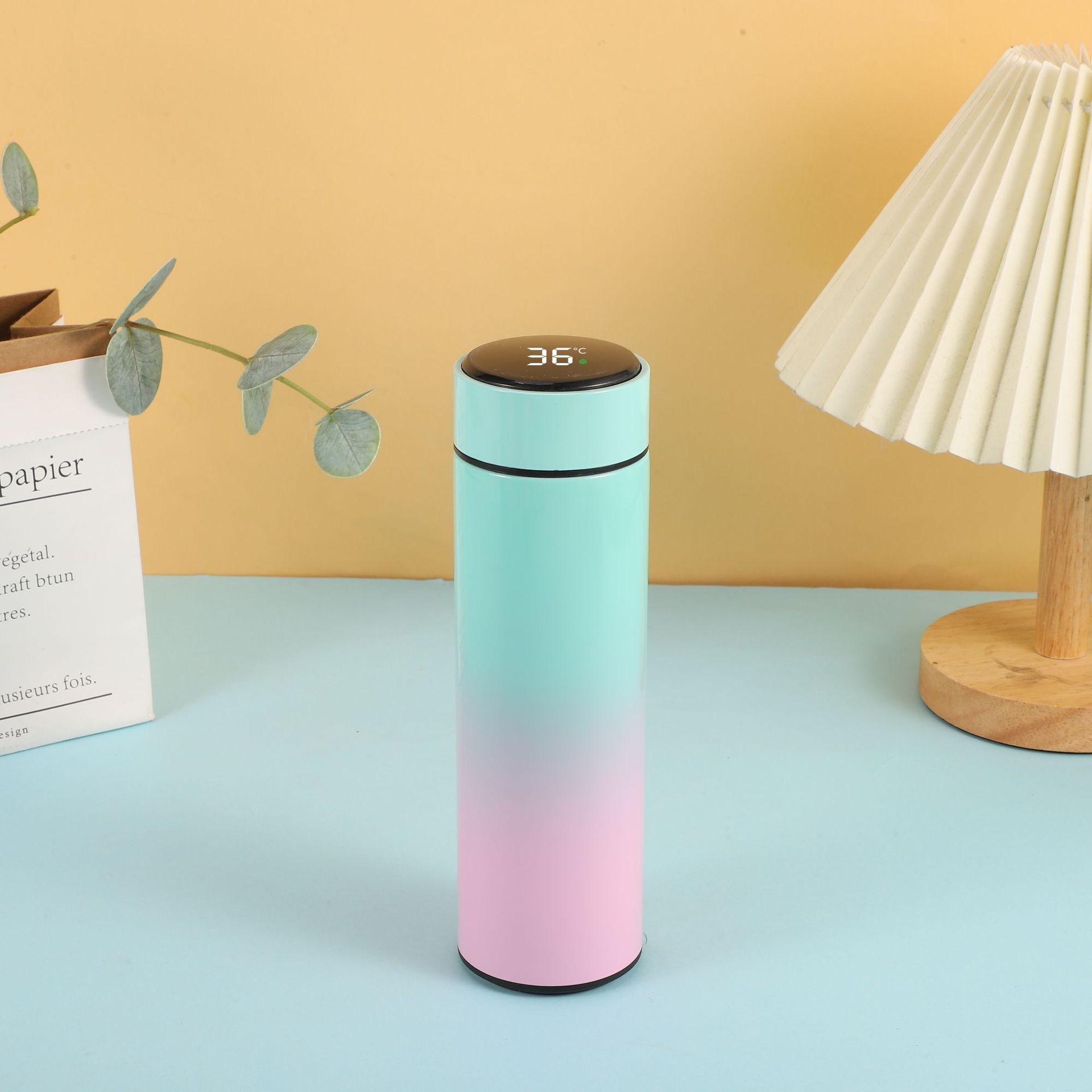 Negocio de acero inoxidable inteligente taza de aislamiento térmico Oficina taza recta hombres y mujeres publicidad regalo taza de agua personalización al por mayor