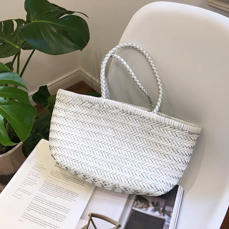 Yijinyuan French Style Basket Bag Cowhide Hand-Woven Leather Handbag For Women, Niche Genuine Leather Beach Vacation Tote - Thumbnail 7