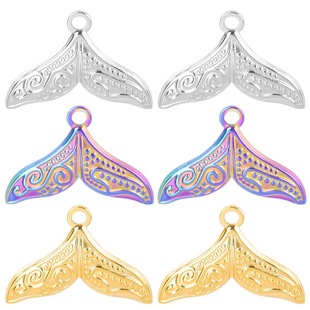 Cross-border in stock oil pressure stainless steel fishtail personalized simple necklace female niche ins style clavicle chain pendant jewelry