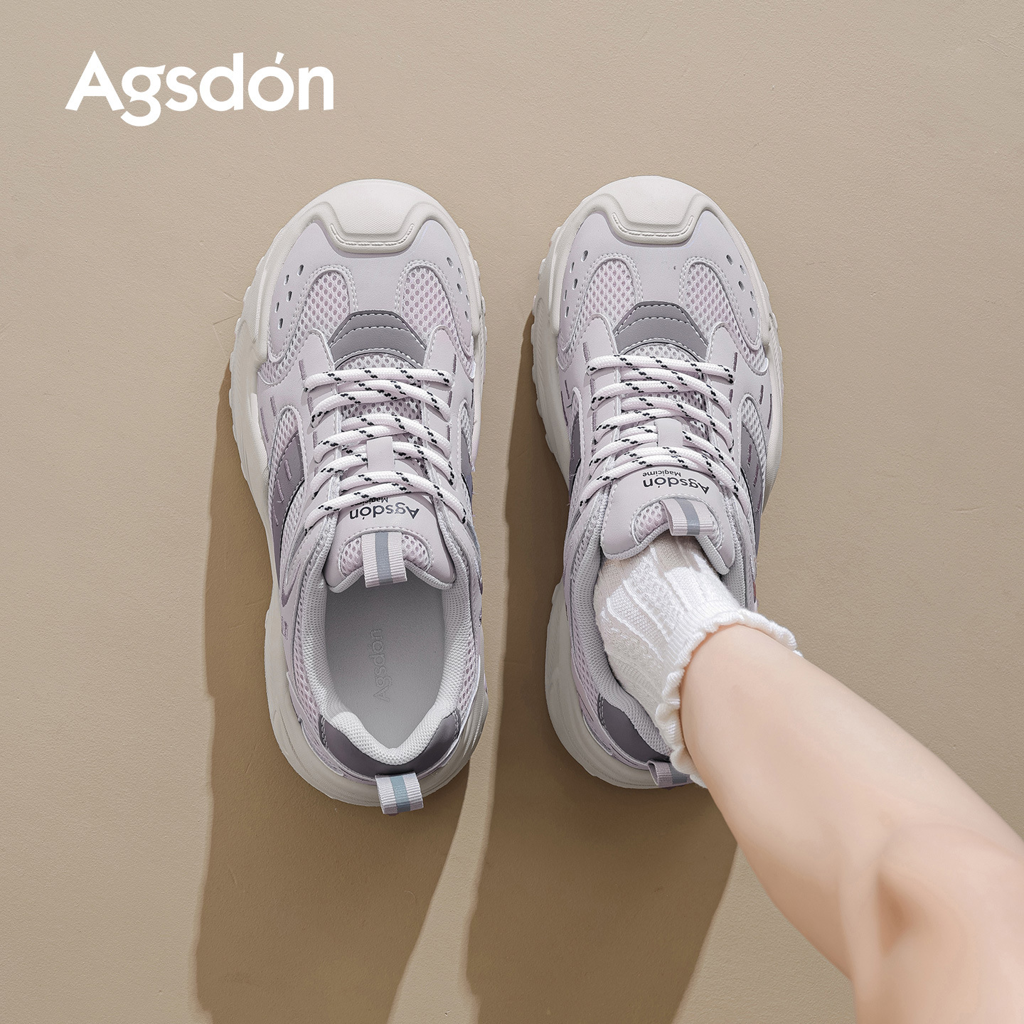 Augu Shi Deng zapatos para mujeres 2026 nueva primavera ligera con suela gruesa zapatos deportivos pequeños zapatos casuales morados