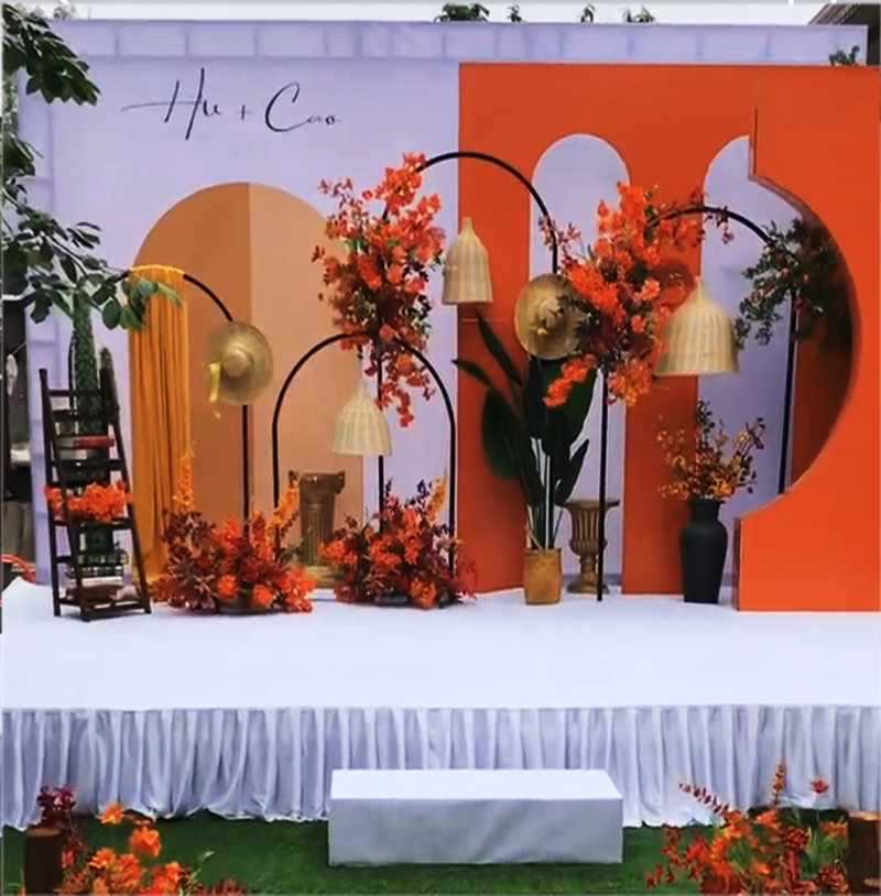 New wedding props black arch entrance arch stage background reception decoration wedding iron flower stand