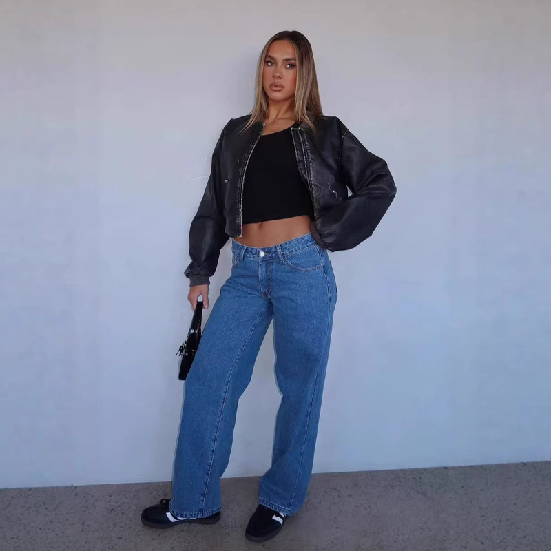 Amazon Cross-Border Best-Selling Women's Jeans, Sweet and Spicy Style, High-Waisted Straight-Leg Pants, Loose Casual Long Pants, Cross-Border Hot Item Amazon Cross-Border Best-Selling Women's Jeans, Sweet and Spicy Style, High-Waisted Straight-Leg Pants, Loose Casual Long Pants, Cross-Border Hot Item